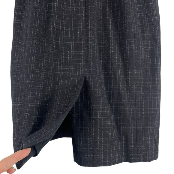 Classiques Entier Check Sheath Dress Bow Neck Gray Brown Size 6 - Picture 7 of 9